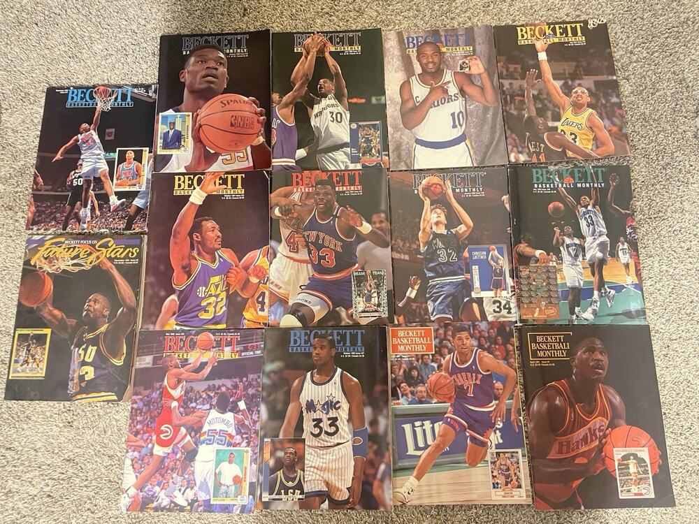Lot of 14 Beckett Card Magazines Basketball 1991-1993 Sports Shaq